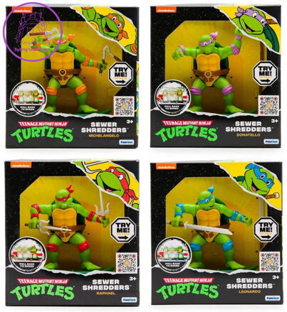 Želvy Ninja Sewer Shredders figurka akční na skateboardu zpětný chod 4 druhy