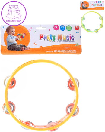 Tamburína 18cm plast/kov 2 barvy *HUDEBNÍ NÁSTROJE*
