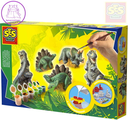 SES CREATIVE Sádroví dinosauři kreativní set k odlévání z gumové formy