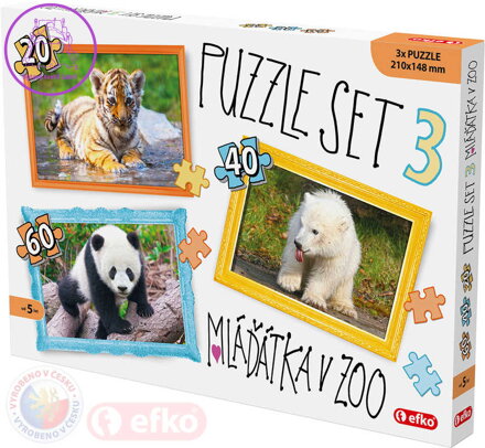 EFKO Puzzle 3v1 Mláďátka v ZOO skládačka foto 21x15cm