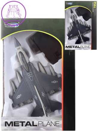 Letadlo kovové 21cm zpětný chod na baterie Světlo Zvuk 2 barvy