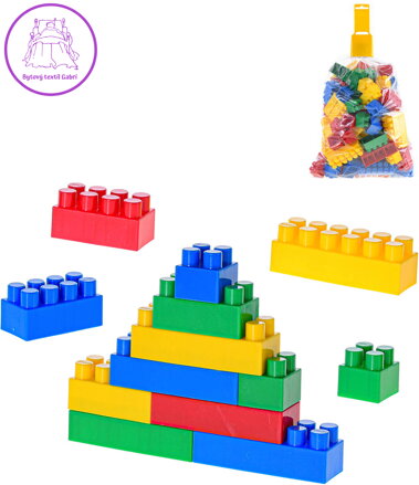 Stavebnice baby barevné stavební kostky 3-9cm set 100ks v igelitu