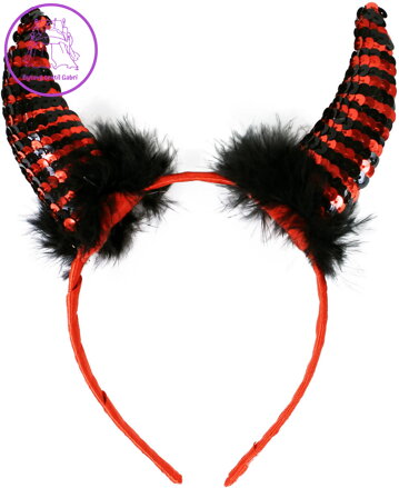 KARNEVAL Rohy čerta s peřím a flitry *KARNEVALOVÝ DOPLNĚK*