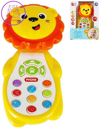 BAM BAM Baby telefon lvíček hudební zvířátko na baterie Zvuk
