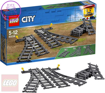 LEGO CITY Výhybky a zahnuté koleje doplněk k vláčkodráze 60238 STAVEBNICE