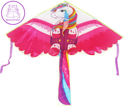 Drak létající jednorožec 140cm pro holky nylon v sáčku