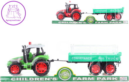 Traktor plastový zemědělský set s přívěsem na setrvačník 2 barvy