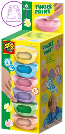 SES CREATIVE Barvy pastelové prstové baby set 6x 45ml v kelímku
