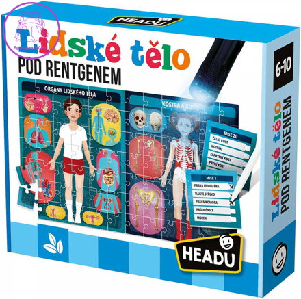 ADC HEADU Lidské tělo pod rentgenem puzzle na baterie s UV baterkou Světlo