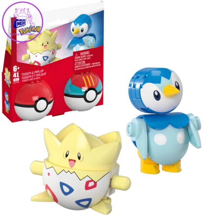 Pokémon Megablok set 2x Pokéball Piplup + Togepi stavebnice 41 dílků