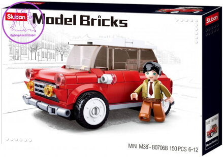 SLUBAN Model Bricks Auto Mini vůz červený 150 dílků + 1 figurka STAVEBNICE