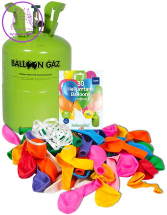 Helium 200l jednorázové na plnění 30ks latexových balónků 23cm + 30 balónků