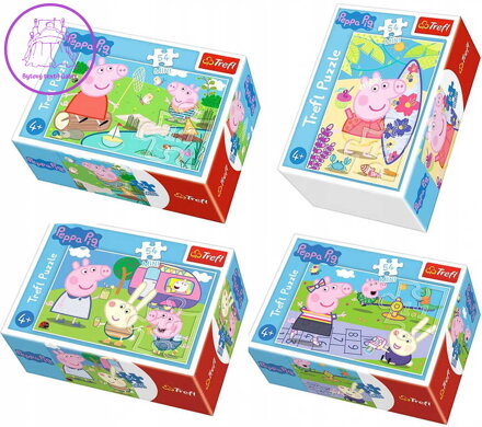 TREFL PUZZLE Prasátko Peppa Pig U rybníka mini 20x13cm 54 dílků 4 druhy