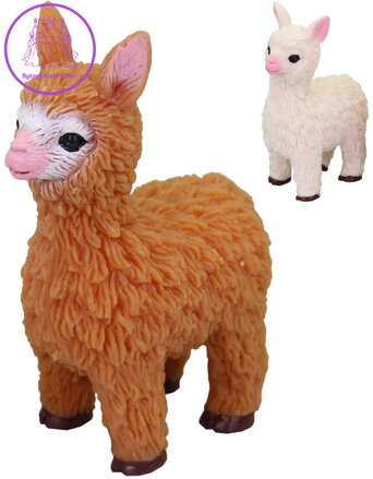 Zvířátko soft lama 9cm strečové natahovací gumové 2 barvy