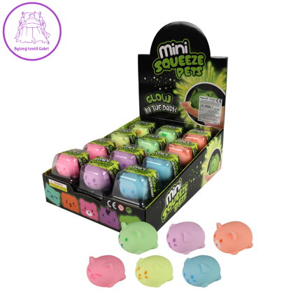 Antistresový míček zvířátko svítící ve tmě mačkací