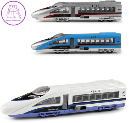 Rychlovlak 12cm kovový vláček volný chod 3 druhy v plastovém boxu Rychlovlak 12cm kovový vláček volný chod 3 druhy v plastovém boxu