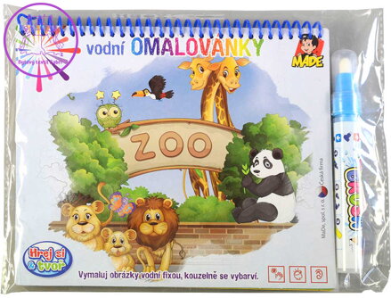 Kouzelné malování vodou 20x16cm zvířátka ze ZOO set s vodní fixou