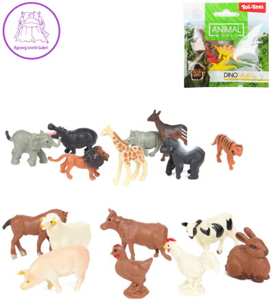 Zvířata 2-3cm plastové figurky mini zvířátka set 8ks sáček 3 druhy