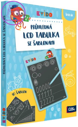 ALBI Kvído průhledná LCD kreslicí tabulka set se šablonami 10ks na baterie