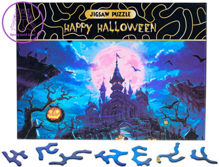 PUZZLE Happy Halloween Strašidelný zámek 75x50cm 468 dílků skládačka v krabici