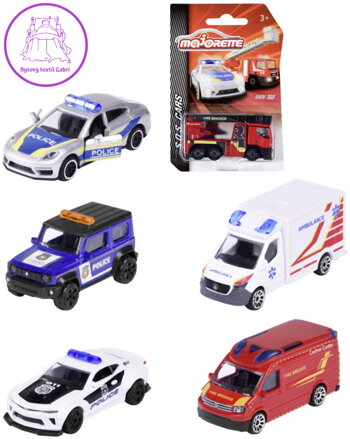 MAJORETTE Auto kovové záchranné složky SOS volný chod 6 druhů