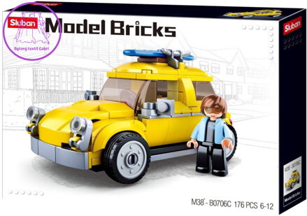 SLUBAN Model Bricks Volksauto žluté 176 dílků + 1 figurka STAVEBNICE