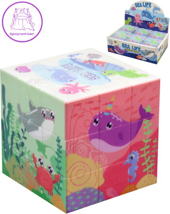 Hra kostka magická zvířátka vodní svět obrázková skládací hlavolam plast