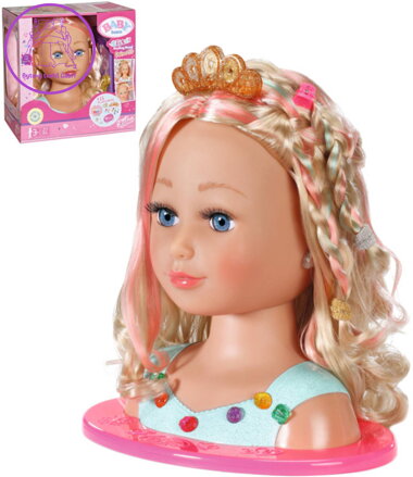 ZAPF BABY BORN Česací hlava blond starší sestřička set s kadeřnickými doplňky