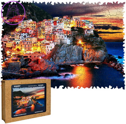 PUZZLER DŘEVO Manarola v Itálii 30x21cm dekorativní skládačka 250 dílků