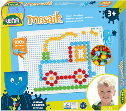 LENA Mozaika barevná klobouček hladký 1cm 100ks v krabici