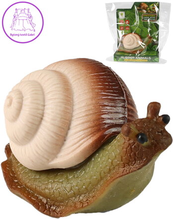 Zvířátko hlemýžď 11cm měkký gumový šnek s plastovou ulitou