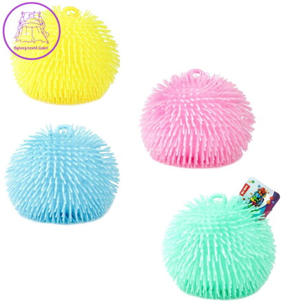 Míček mačkací antistresový balonek s třásněmi strečový chlupatý 4 barvy silikon