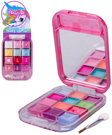 Make-up paletka Unicorn lesky na rty + oční stíny se zrcátkem 2 druhy