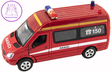 Auto hasiči zpětný chod kovový požární vůz záchranáři 112 na baterie Světlo Zvuk