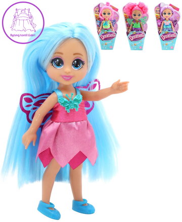 Dreameez mini panenka víla dlouhé vlasy v kornoutku 4 druhy