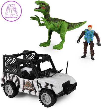 Auto terénní džíp s dinosaurem a figurkou vojáka na baterie Světlo Zvuk
