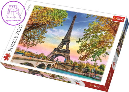 TREFL PUZZLE Foto romantická Paříž Eiffelova věž skládačka 48x34cm 500 dílků