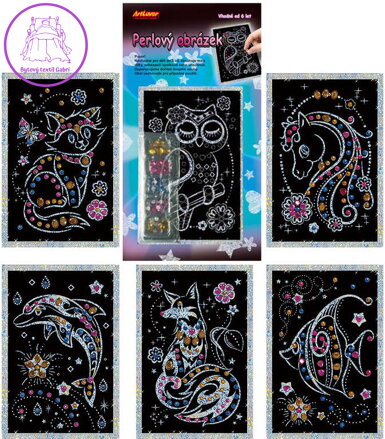 Obrázek perlový 10x15cm kreativní set s nalepovacími kamínky různé druhy