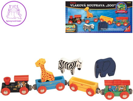 MAXIM DŘEVO Vlaková souprava set se zvířátky ZOO *DŘEVĚNÉ HRAČKY*