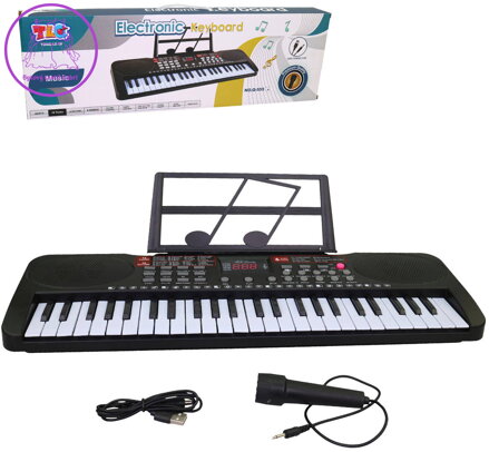 Piáno elektronický klavír 49 kláves dětský keyboard s mikrofonem na baterie Zvuk