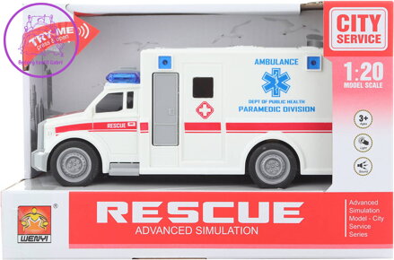 Auto ambulance bílá sanitní vůz na baterie Světlo Zvuk plast