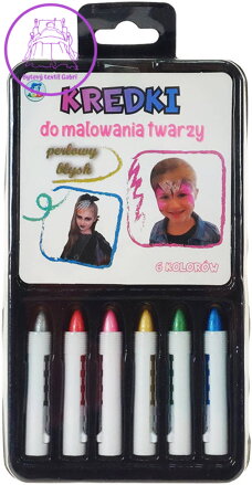 Tužky barevné perleťové na malování na obličej set 6 barev