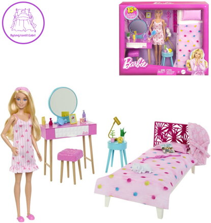 MATTEL BRB Ložnice herní set panenka Barbie s doplňky