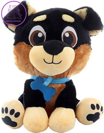 PLYŠ Pes veselý sedící 25cm flíček s kostičkou *PLYŠOVÉ HRAČKY*