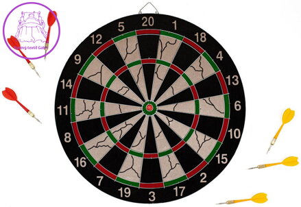 ACRA Terč na šipky závěsný 38cm kovový rám + 6 šipek