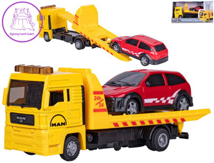 Auto odtahová služba MAN volný chod set odtahovka s autíčkem kov Auto odtahová služba MAN volný chod set odtahovka s autíčkem kov
