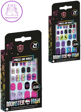 MONSTER HIGH Nalepovací dětské nehty set 24ks 2 barvy