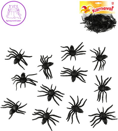 Pavouk černý 6cm zvířátko set 12ks Halloween dekorace