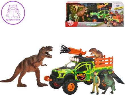 DICKIE Auto terénní Ford Raptor herní set s figurkou a 3 dinosaury v krabici