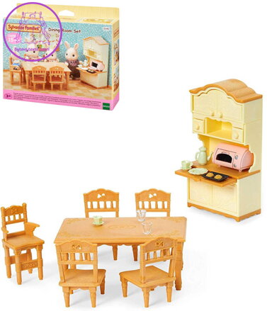 Sylvanian Families jídelna stůl s židlemi a kredencí nábytek doplněk k herním sadám